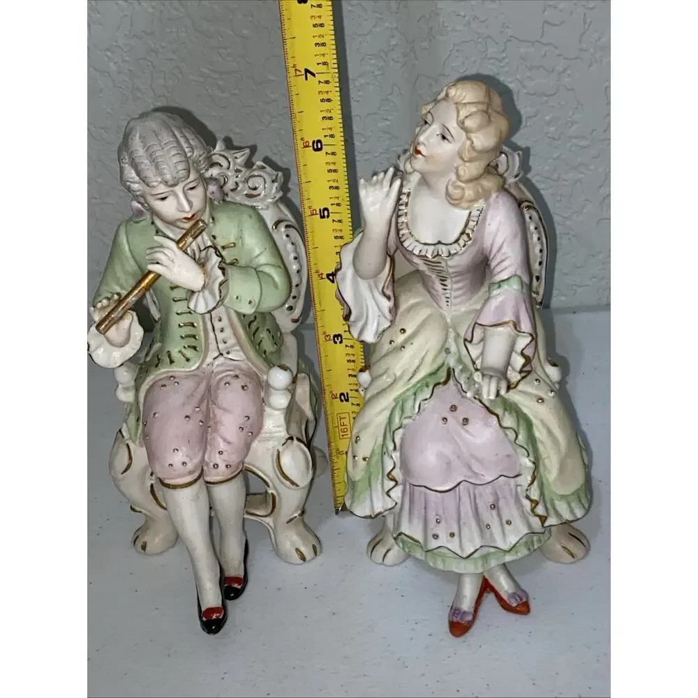 Andrea by Sadek Handpainted Porcelain Figurine Man Woman Set Occupied Japan READ